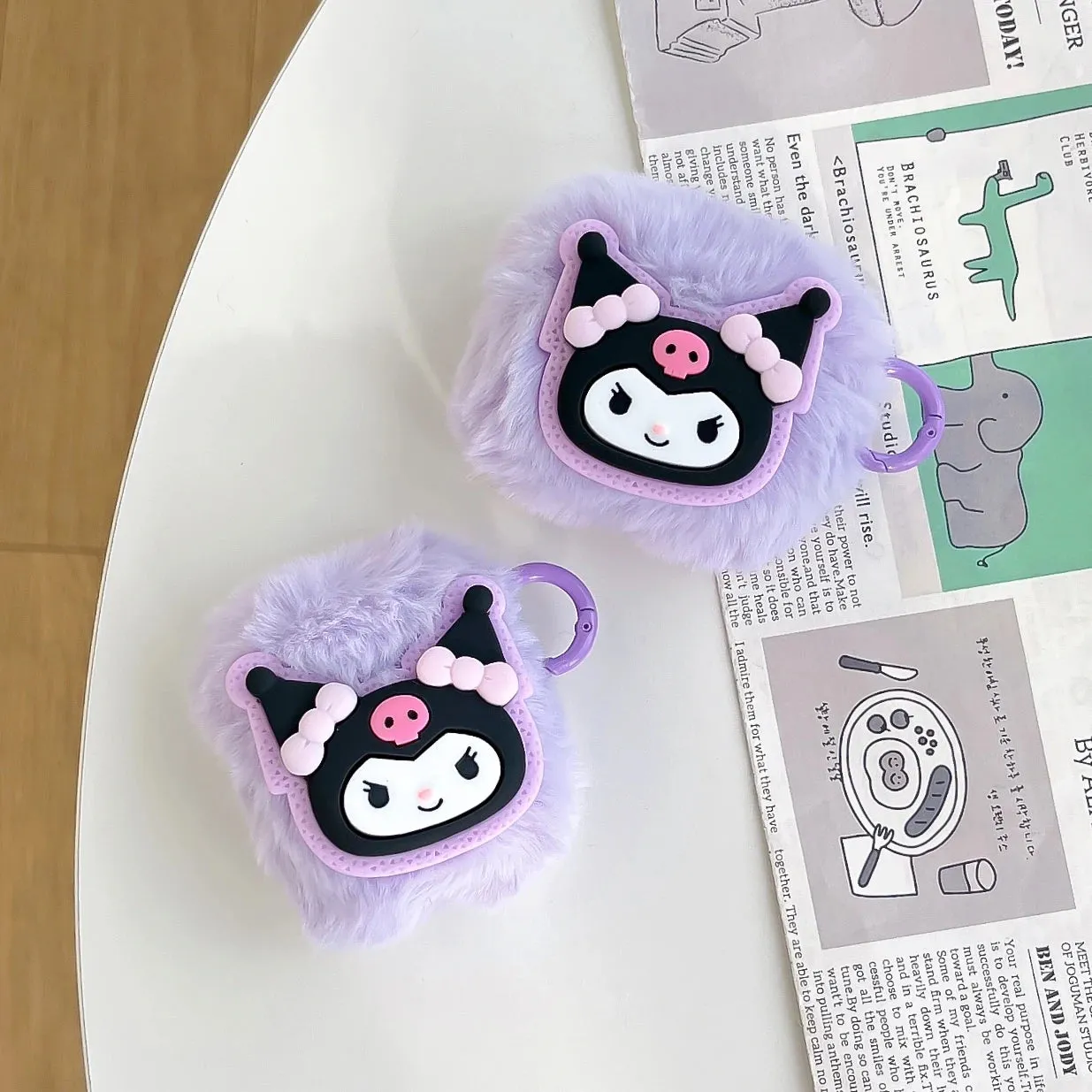 Kawaii Fluffy Kuromi AirPods Case