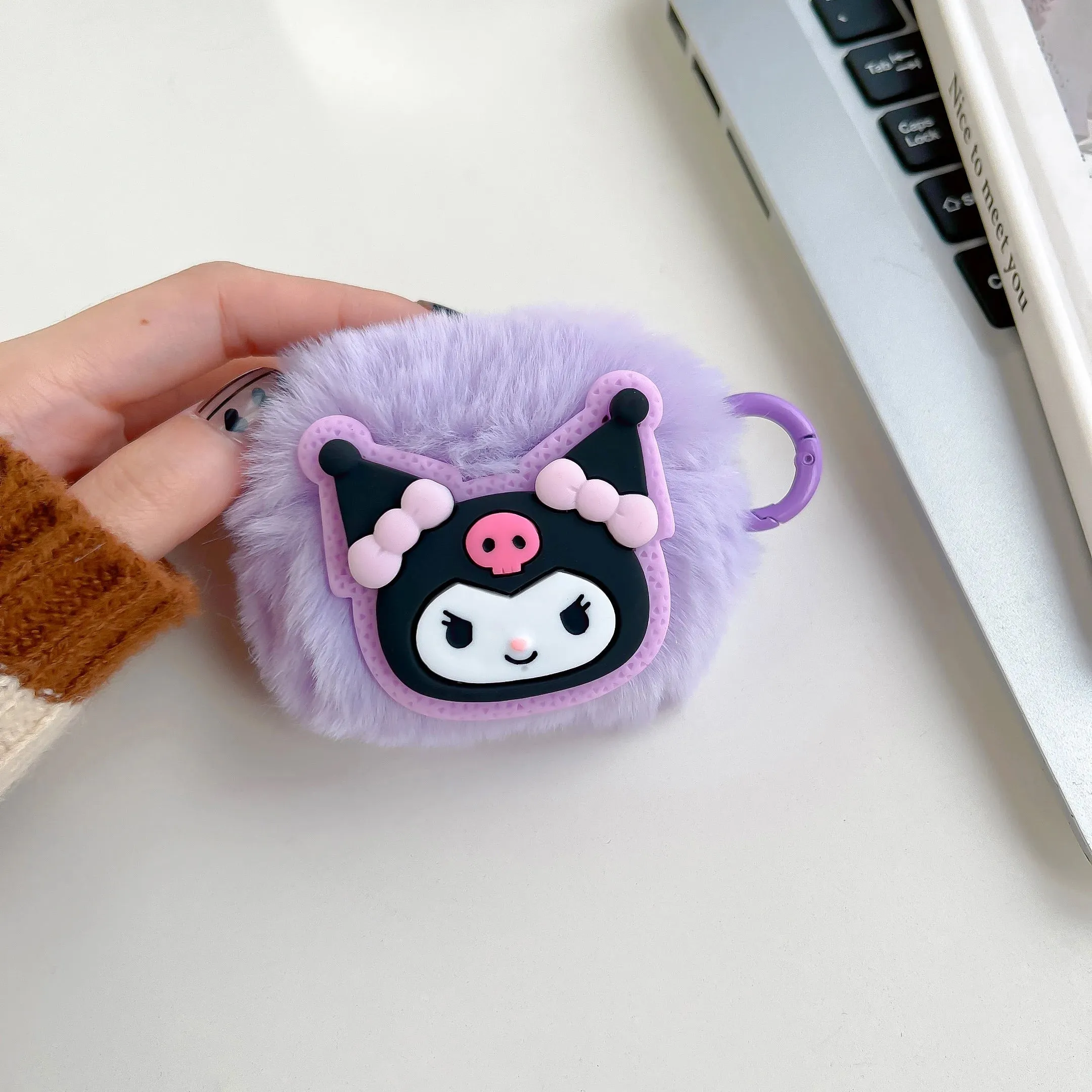 Kawaii Fluffy Kuromi AirPods Case