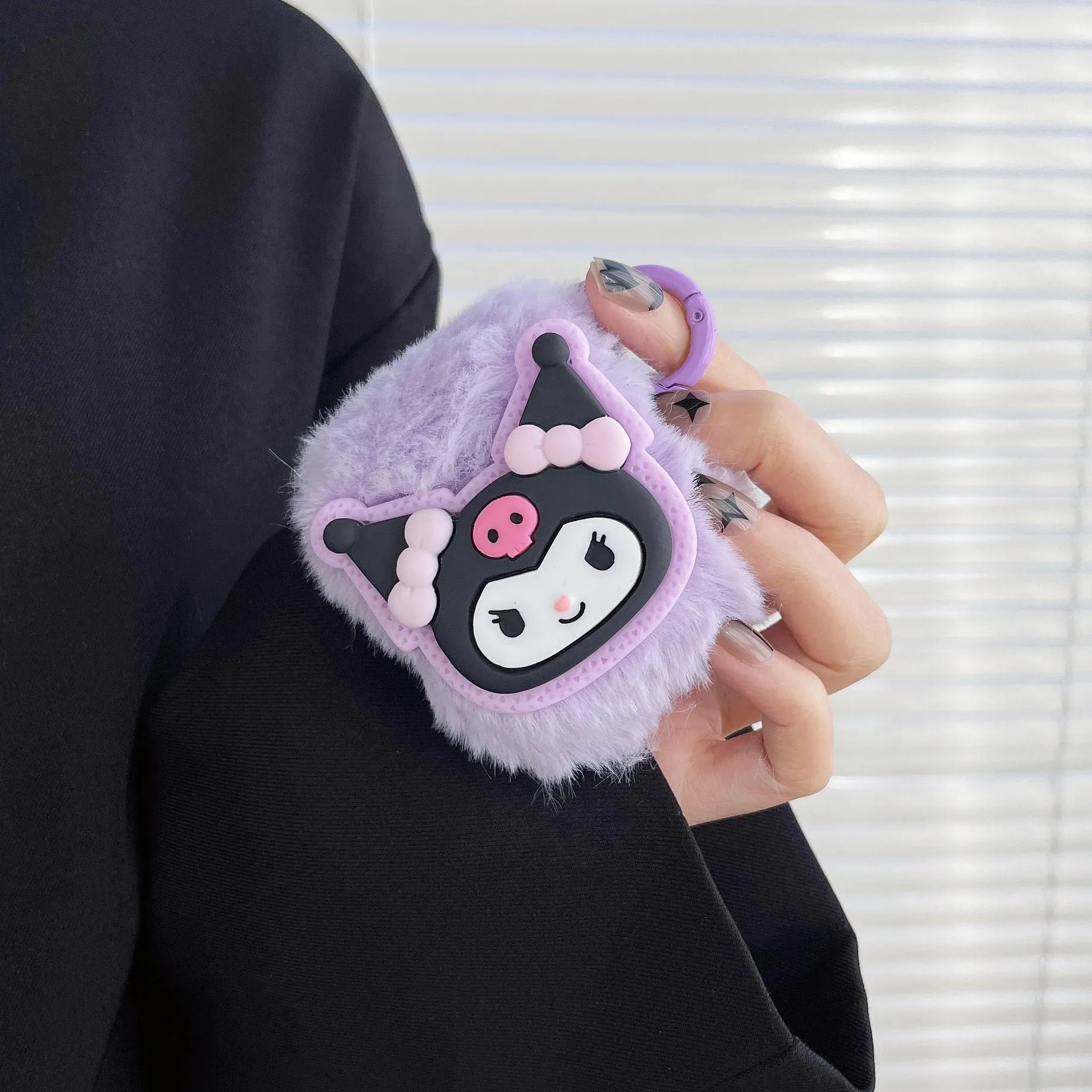 Kawaii Fluffy Kuromi AirPods Case
