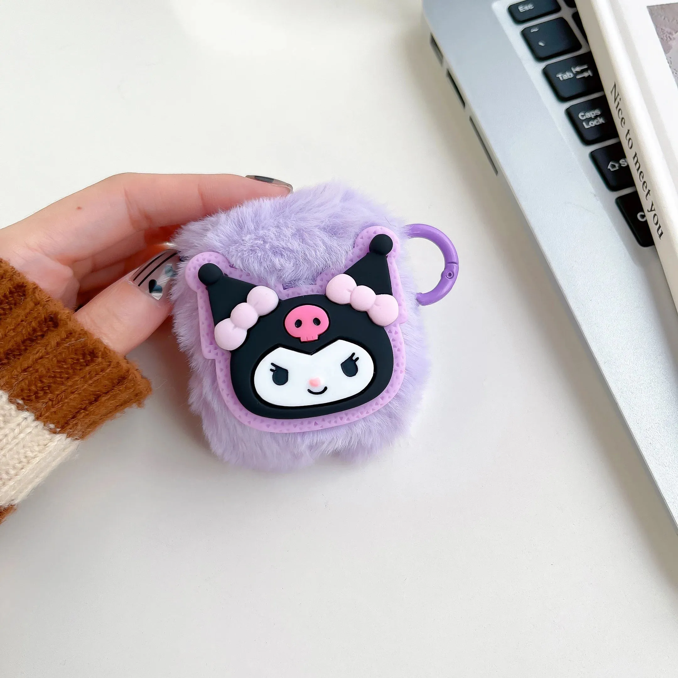 Kawaii Fluffy Kuromi AirPods Case