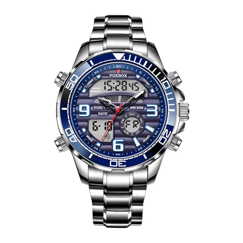 Lige Brand Foxbox Digital Mens Watches Sport Quartz Wristwatch All Steel Military Waterproof Watch