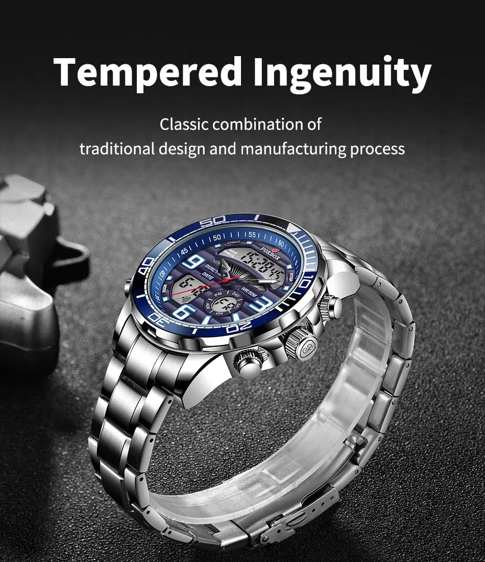 Lige Brand Foxbox Digital Mens Watches Sport Quartz Wristwatch All Steel Military Waterproof Watch