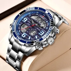 Lige Brand Foxbox Digital Mens Watches Sport Quartz Wristwatch All Steel Military Waterproof Watch