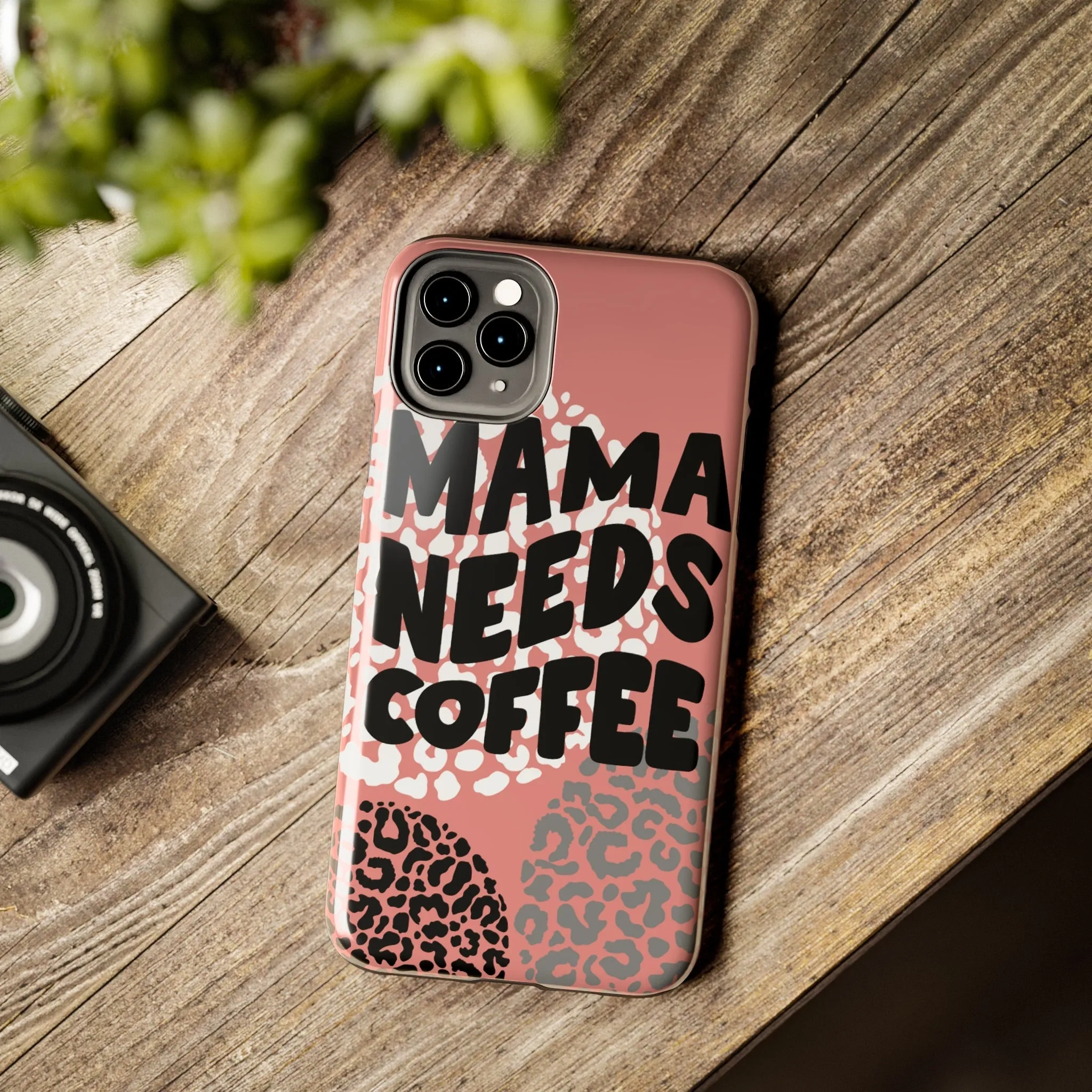Mama Needs Coffee Pink Cheetah Circles iPhone Case - Stylish and Humorous Protective Cover