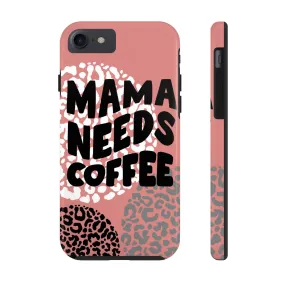 Mama Needs Coffee Pink Cheetah Circles iPhone Case - Stylish and Humorous Protective Cover