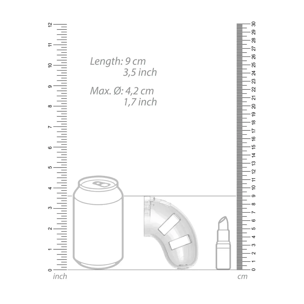 Man Cage 10 Male 3.5 Inch Clear Chastity Cage With Anal Plug