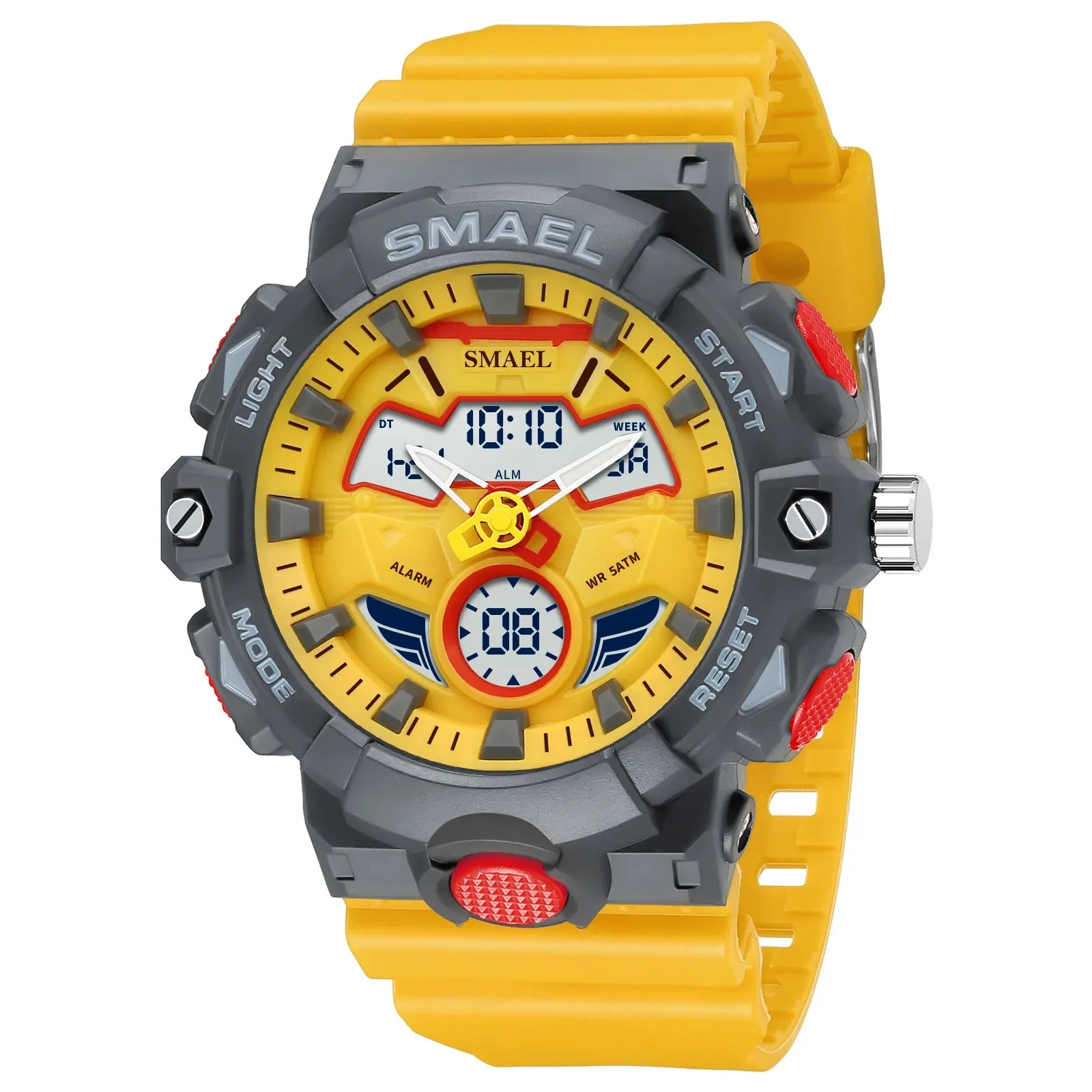 Men Sport Watches SMAEL Original Wristwatches Dropshipping Brand 50M Waterproof Clock 8085 Alarm Young Yellow New Quartz Watch