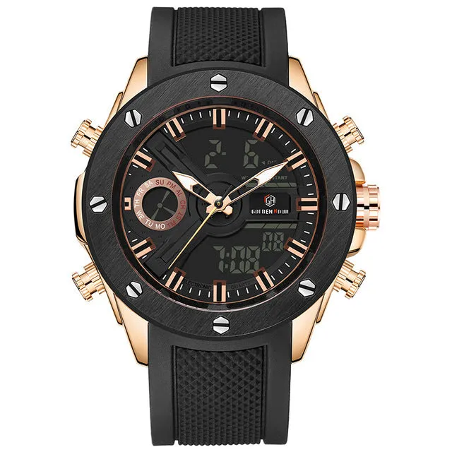 Men Watch Luxury Brand OLDENHOUR Fashion Analog Digital Sports Mens Watches Waterproof Silicone Quartz Watch Relogio Masculino