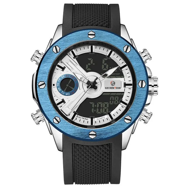 Men Watch Luxury Brand OLDENHOUR Fashion Analog Digital Sports Mens Watches Waterproof Silicone Quartz Watch Relogio Masculino