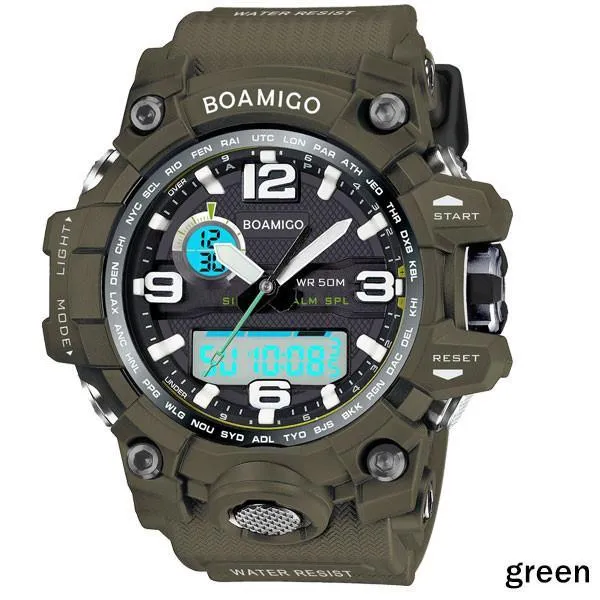 Men watches dual display 50M waterproof