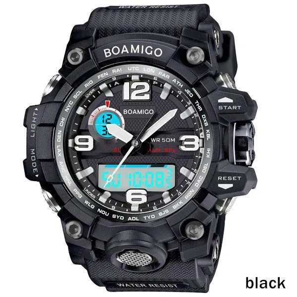 Men watches dual display 50M waterproof