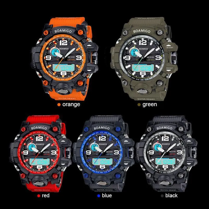 Men watches dual display 50M waterproof