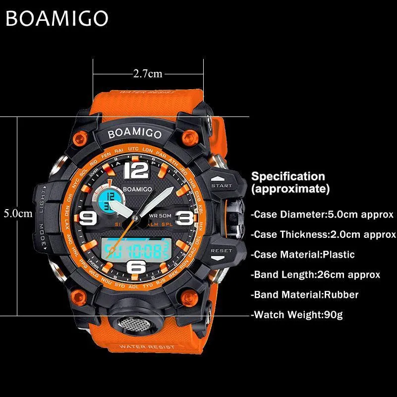 Men watches dual display 50M waterproof