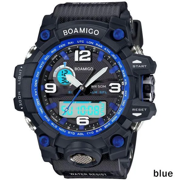 Men watches dual display 50M waterproof