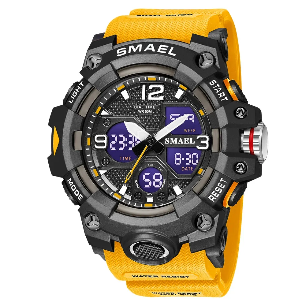 Men Watches Sport SMAEL Military Watch Camouflage Style 50M Waterproof Clock Alarm Stopwatch 8008 Quartz Wristwatches For Men