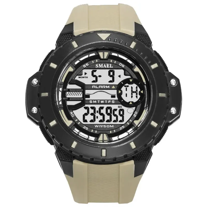 Mens Digital Wristwatches Waterproof SMAEL Sport Watches Alarm Shock Clock LED Watch Men Digital 1519 Military Watches Army Men