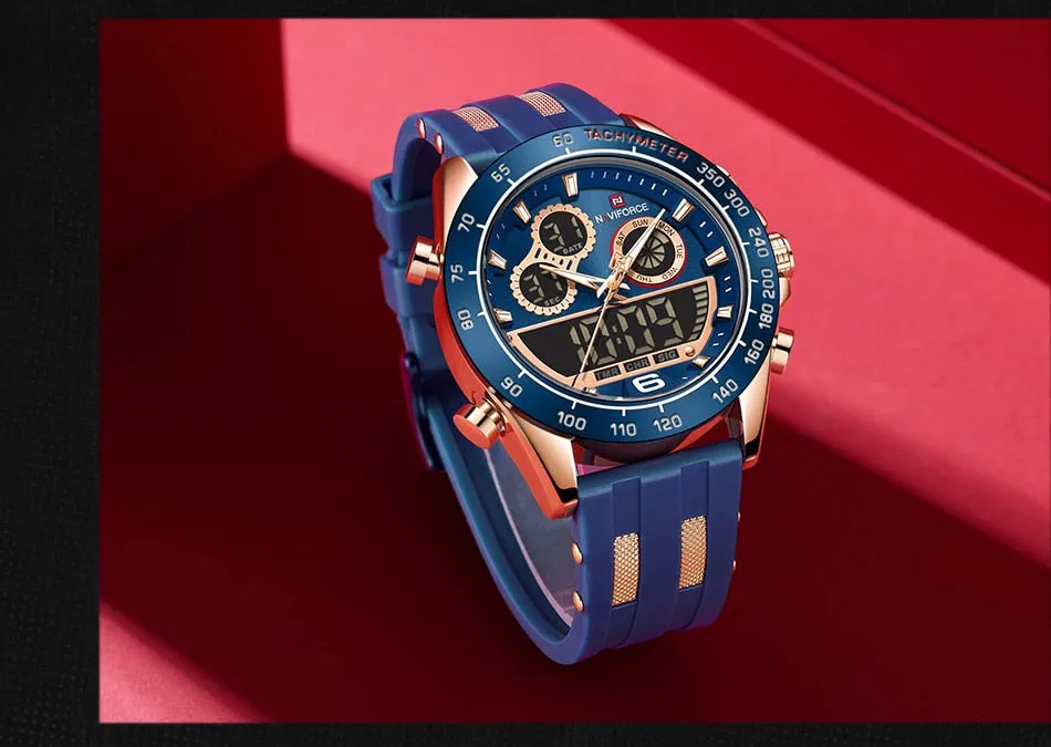 Men's Luxury Brand Digital Military Quartz Wrist Watch Sport Chronograph Silicone Strap Watches