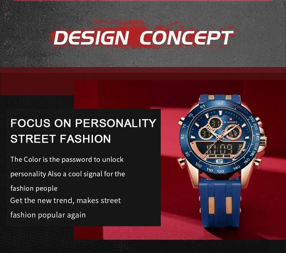 Men's Luxury Brand Digital Military Quartz Wrist Watch Sport Chronograph Silicone Strap Watches