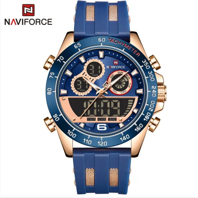 Men's Luxury Brand Digital Military Quartz Wrist Watch Sport Chronograph Silicone Strap Watches