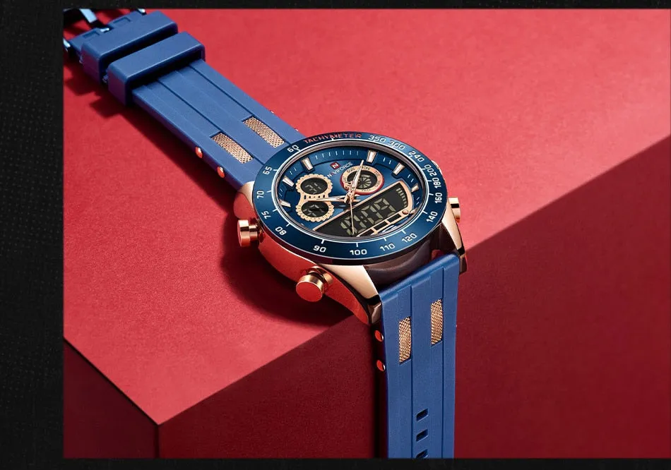 Men's Luxury Brand Digital Military Quartz Wrist Watch Sport Chronograph Silicone Strap Watches
