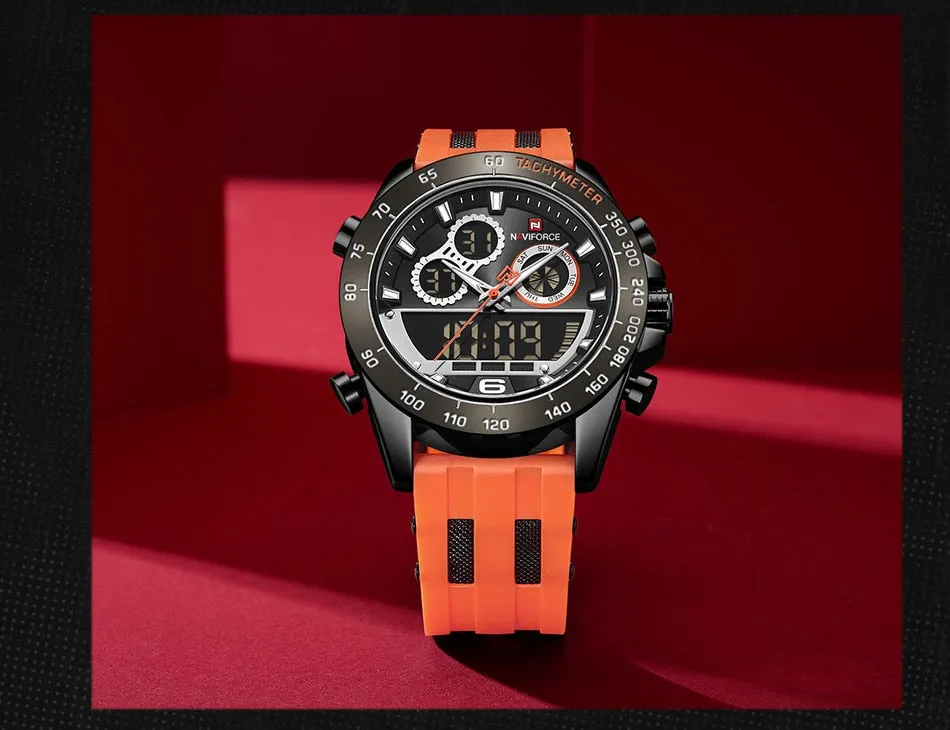 Men's Luxury Brand Digital Military Quartz Wrist Watch Sport Chronograph Silicone Strap Watches