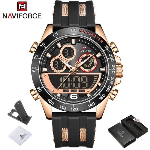 Men's Luxury Brand Digital Military Quartz Wrist Watch Sport Chronograph Silicone Strap Watches