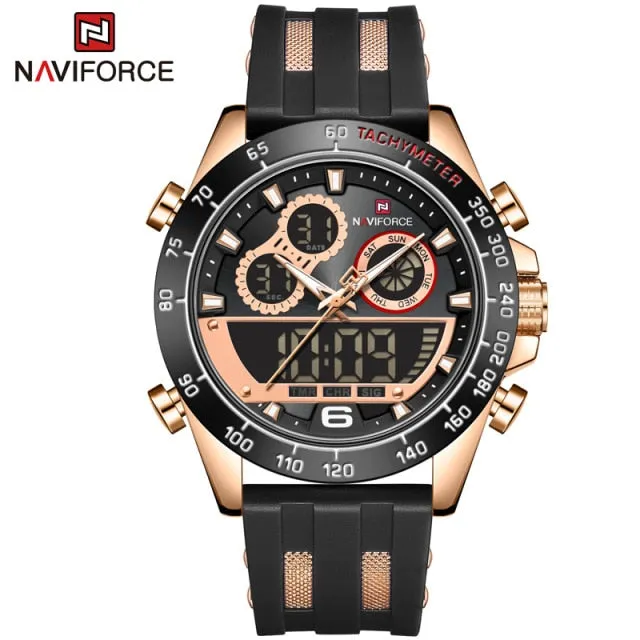 Men's Luxury Brand Digital Military Quartz Wrist Watch Sport Chronograph Silicone Strap Watches
