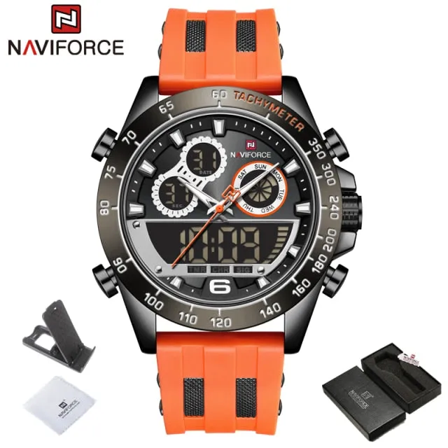 Men's Luxury Brand Digital Military Quartz Wrist Watch Sport Chronograph Silicone Strap Watches
