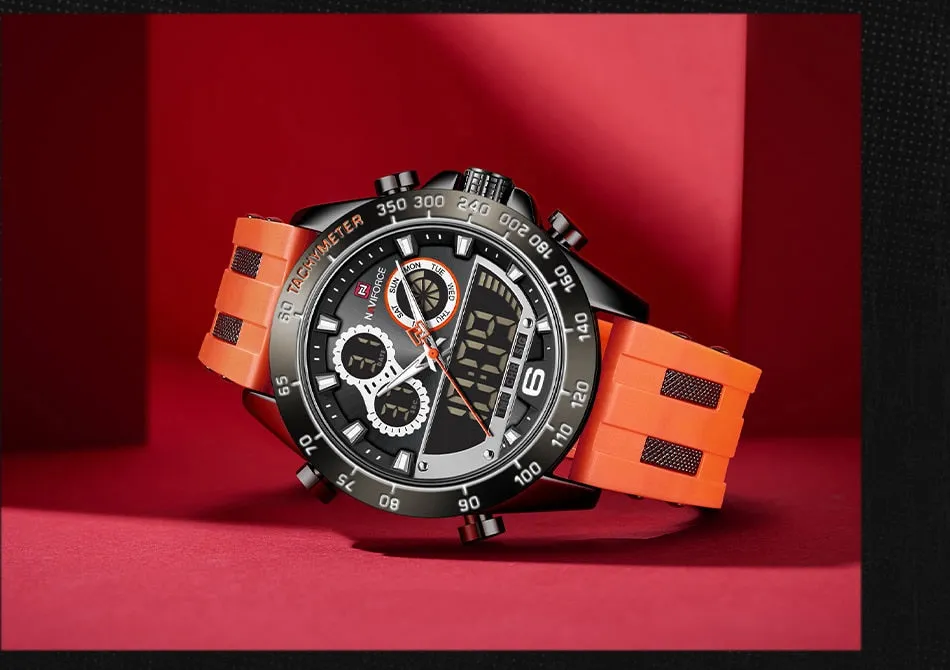 Men's Luxury Brand Digital Military Quartz Wrist Watch Sport Chronograph Silicone Strap Watches