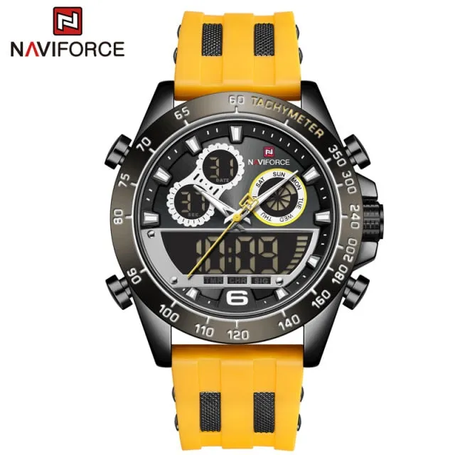 Men's Luxury Brand Digital Military Quartz Wrist Watch Sport Chronograph Silicone Strap Watches