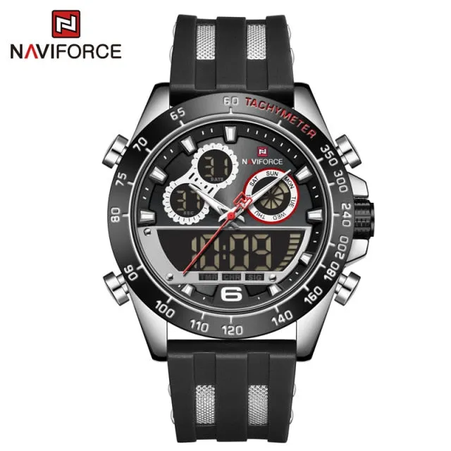 Men's Luxury Brand Digital Military Quartz Wrist Watch Sport Chronograph Silicone Strap Watches