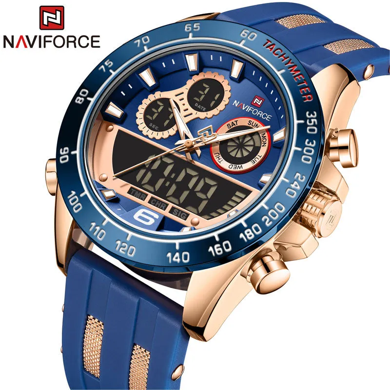 Men's Luxury Brand Digital Military Quartz Wrist Watch Sport Chronograph Silicone Strap Watches