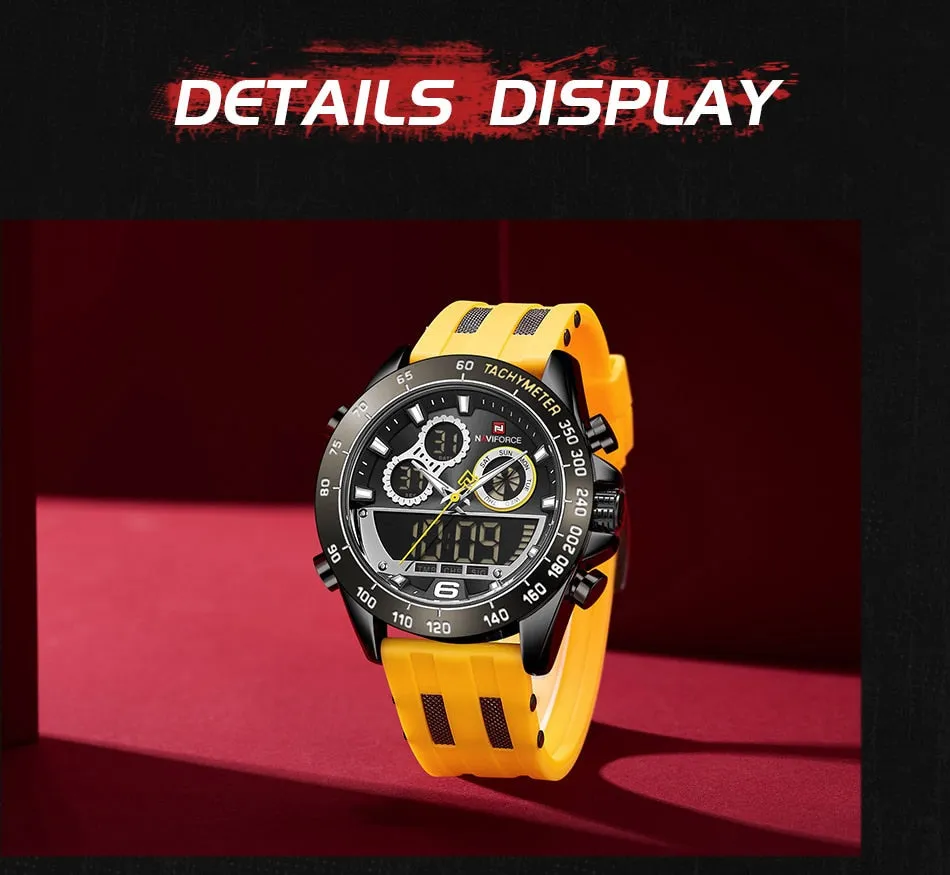 Men's Luxury Brand Digital Military Quartz Wrist Watch Sport Chronograph Silicone Strap Watches