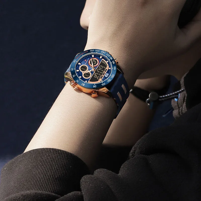 Men's Luxury Brand Digital Military Quartz Wrist Watch Sport Chronograph Silicone Strap Watches