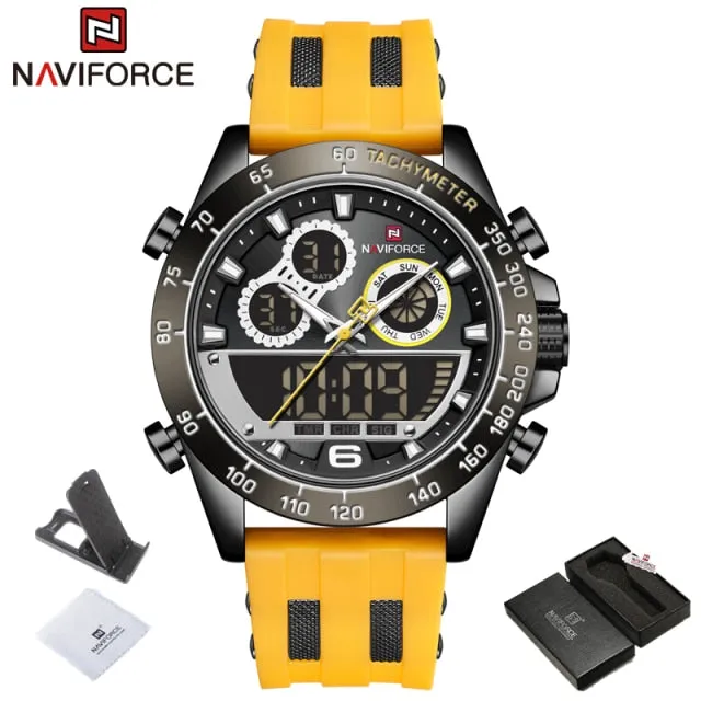 Men's Luxury Brand Digital Military Quartz Wrist Watch Sport Chronograph Silicone Strap Watches