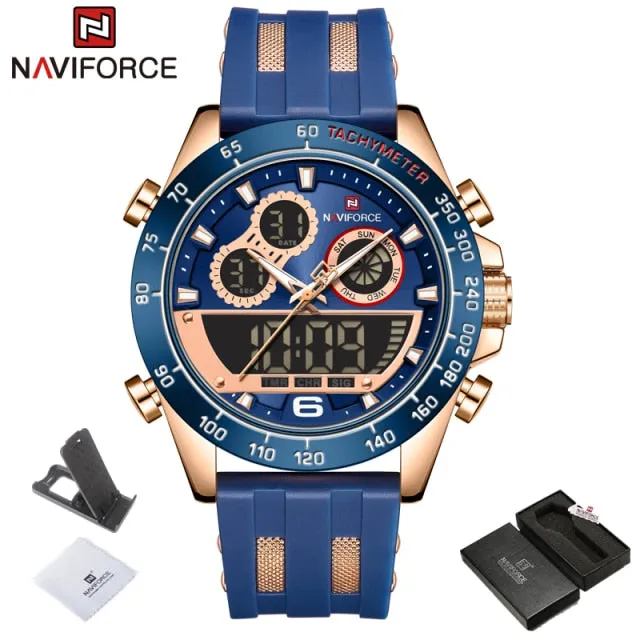 Men's Luxury Brand Digital Military Quartz Wrist Watch Sport Chronograph Silicone Strap Watches