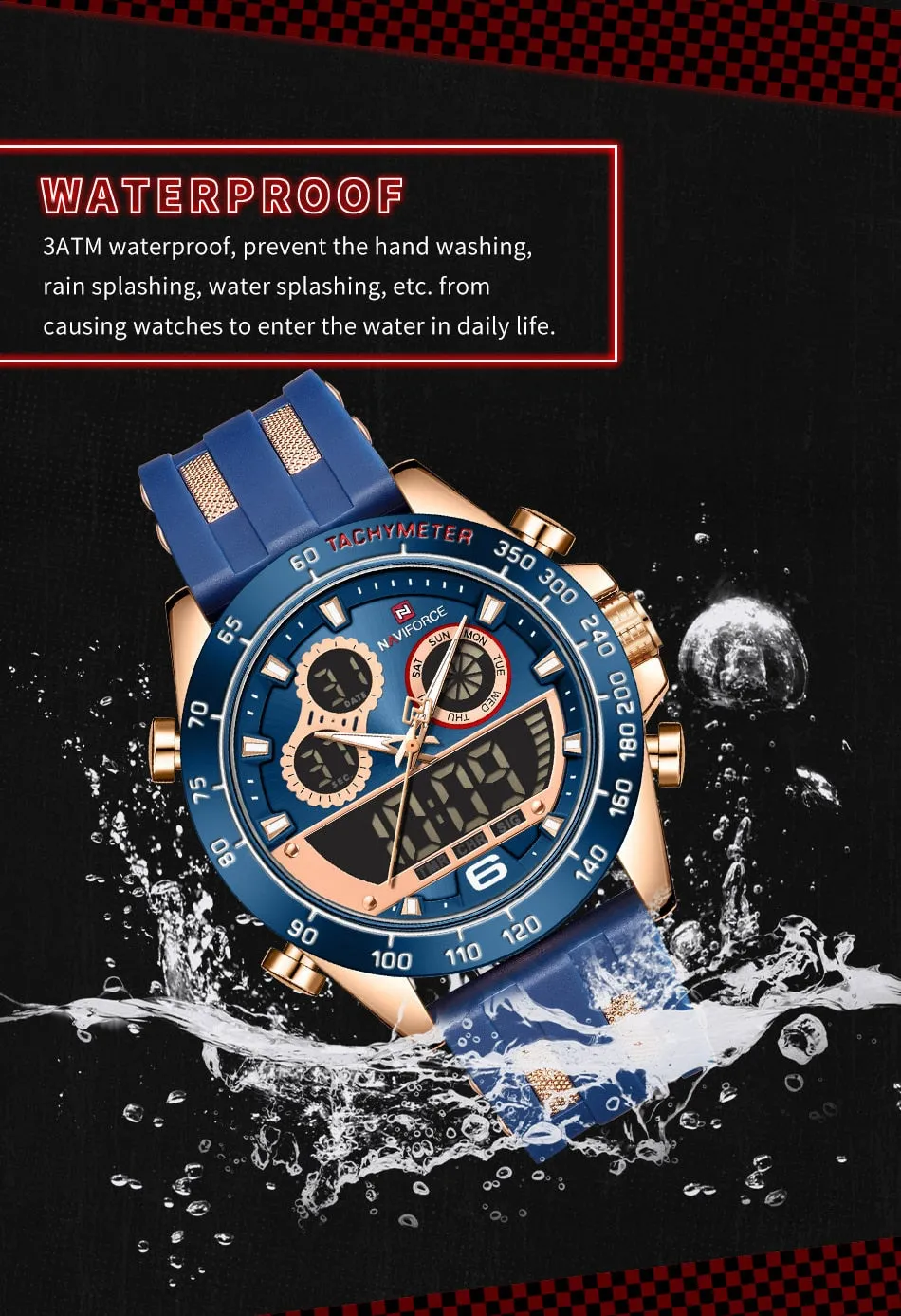 Men's Luxury Brand Digital Military Quartz Wrist Watch Sport Chronograph Silicone Strap Watches