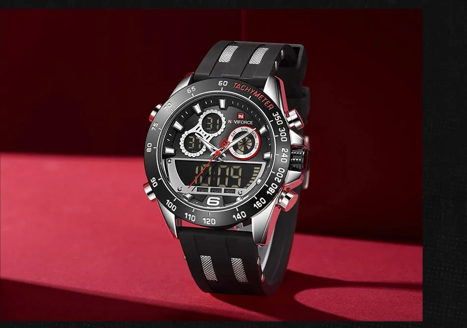 Men's Luxury Brand Digital Military Quartz Wrist Watch Sport Chronograph Silicone Strap Watches