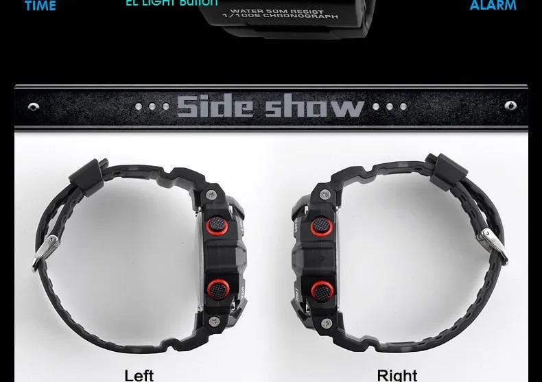 Men's Outdoor Sport Alarm Clock 5Bar Waterproof Military LED Display Shock Digital Watch