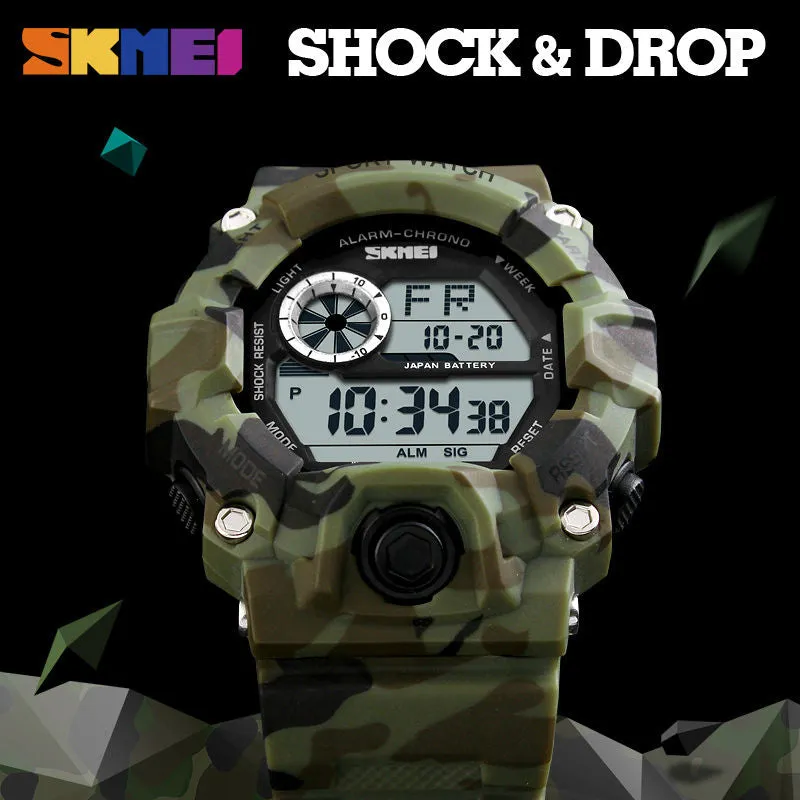 Men's Outdoor Sport Alarm Clock 5Bar Waterproof Military LED Display Shock Digital Watch