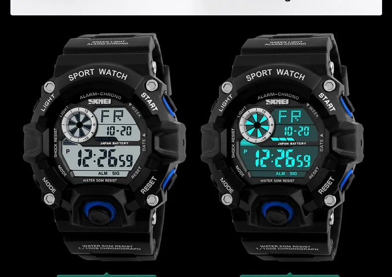 Men's Outdoor Sport Alarm Clock 5Bar Waterproof Military LED Display Shock Digital Watch