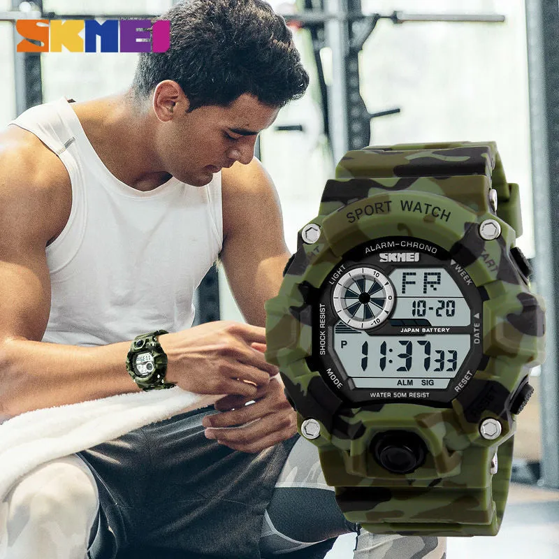Men's Outdoor Sport Alarm Clock 5Bar Waterproof Military LED Display Shock Digital Watch
