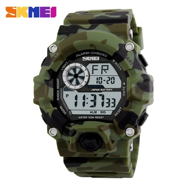 Men's Outdoor Sport Alarm Clock 5Bar Waterproof Military LED Display Shock Digital Watch