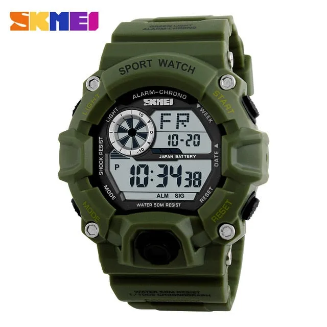 Men's Outdoor Sport Alarm Clock 5Bar Waterproof Military LED Display Shock Digital Watch