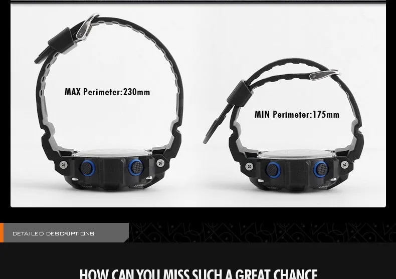 Men's Outdoor Sport Alarm Clock 5Bar Waterproof Military LED Display Shock Digital Watch