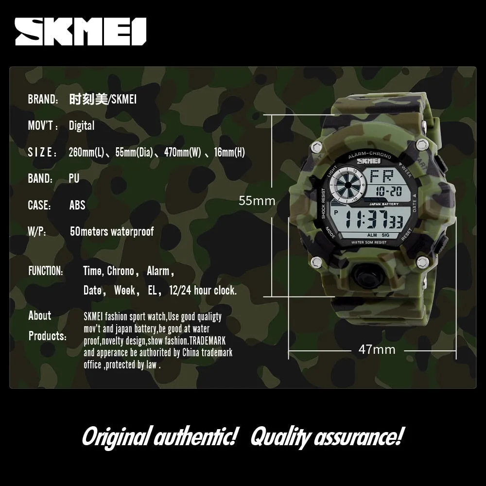 Men's Outdoor Sport Alarm Clock 5Bar Waterproof Military LED Display Shock Digital Watch
