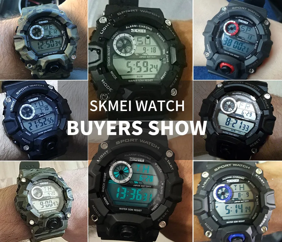 Men's Outdoor Sport Alarm Clock 5Bar Waterproof Military LED Display Shock Digital Watch