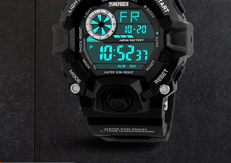 Men's Outdoor Sport Alarm Clock 5Bar Waterproof Military LED Display Shock Digital Watch