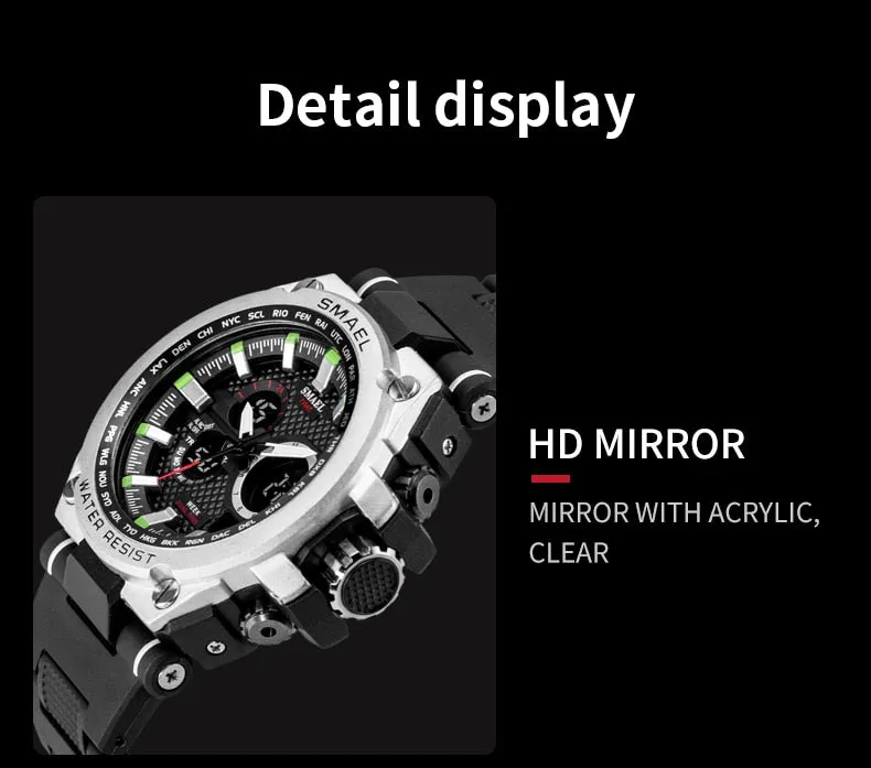 Men's Sport watch LED 50m water Resistant digital Multifunction Quartz Wristwatches