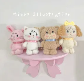Mikko illustration Plush Doll Keychain Bear Latte Dog Souffie Kitten Mousse Rabbit Cammy